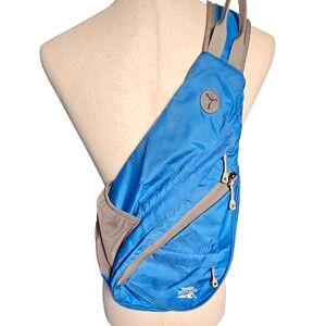 Blue and Gray Sling Bag Backpack by Tanluhu